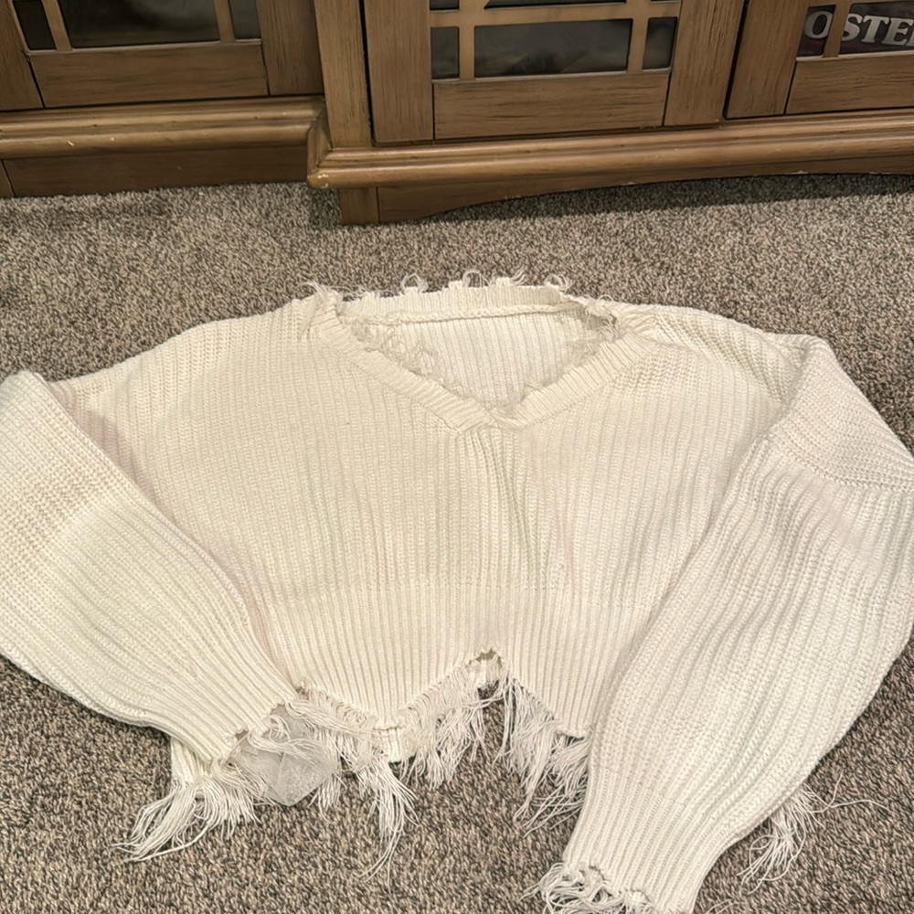White Off the shoulder sweater